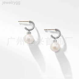 Designer David Yumans Yurma Jewelry Dy Pearl Studded Ring Shaped Solari Earrings with Trendy Button Thread Fashion David