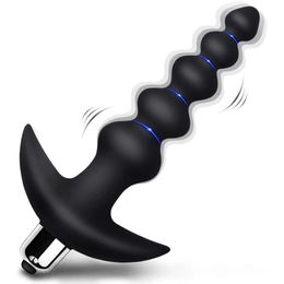 2 in 1 Vibrating Beads Butt Plug Tapered Design Silicone Prostate Massager Bullet Vibrator Sex Toys Men Dildo for Anal