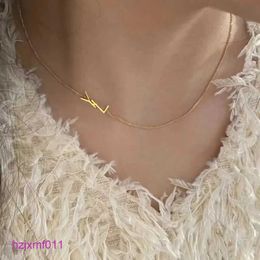 Chl3 Pendant Necklaces Simple Initial Dainty Designer Choker Necklace 14k Gold Plated Thin Chain Light Weight