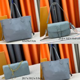 New Colour Light blue the tote bag designer 32cm Middle size leather luxury handbag high quality designer bags women crossbody shoulder purses