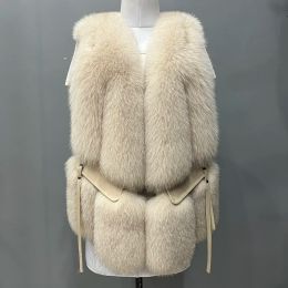 Jackets MPPM Real Fox Fur Vest for Women Winter Long Vest Women's Fashion Waistcoat Thick Warm Fluffy Fur Sleeveless Coats