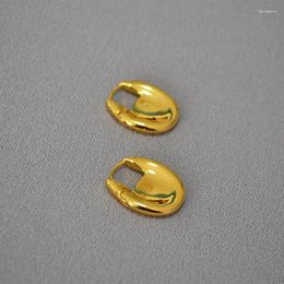 Dangle Earrings French Celi Cool Wind Oval Glossy Finish Simple Brass Gilded Fashion Modern Style Ear Clip Female