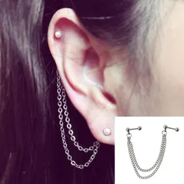 Backs Earrings For Creative Stainless Steel Hip-hop Double-layer Ear Bone Chain Friend Gathering Po Shooting