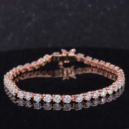 Solitaire 14k 18k Vvs Moissanite Diamond Chain Link 14k Rose Gold Hip-hop Tennis Bracelet for Women