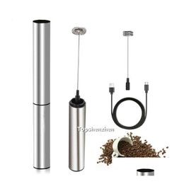 Egg Tools Electric Foam Milk Frother Handheld Stainless Steel Coffee Foamer Whisk Mixer Kitchen Beater Stirrer Durable Drink With Us Dho6R