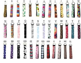 Party Neoprene Wristlet Keychains Lanyard Serape Prints Strap Band Split Ring Key Chain Holder Keys Hand Wrist Lanyards Keychain F3140281