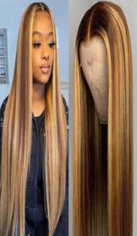 13X4 Lace Front Human Hair Wigs 130 Density Straight Ombre P427 Highlight Colored Brazilian Wig7126855