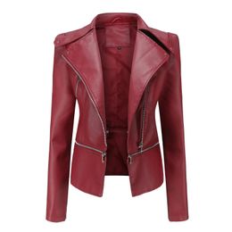 Brand Street Fashion 2024 Winter Coat For Women's Clothing PU Casual Lapel Neck Black Jacket Fit Zipper Short Tops Plus Size 240304