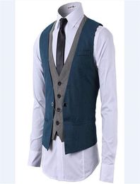 wangyandress blue grey groom wear wedding vests custom v neck single breasted men vest european and american style groom vests8964472