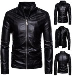 Men039s Jackets Men Faux Leather Solid Color Stand Collar Long Sleeve Zip Motorcycle Jacket Coat Coats amp8591338