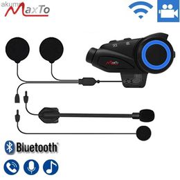 Cell Phone Earphones MAXTO M3 Motorcycle Helmet Headset Intercom Bluetooth Earphone Lens WiFi Video Recorder Universal Pairing Interphone DVR YQ240304