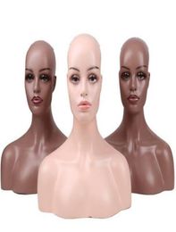 Female Realistic Fibreglass Dummy Mannequin Head Bust For Lace Wigs Display Makeup Double Shoulder Model Head1605807