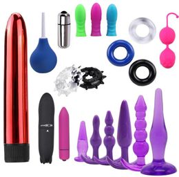 22ss Sex toy massagers Vibrator 20PCS Plugs Anals Vibrators Multicolor Ring Cock Enema Bulb Vaginal Ball Sex Toys Set Anal Plug 194447499