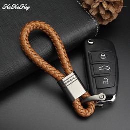 KUKAKEY PU Leather Car Keychain Keyring Emblem For Infiniti KIA LADA Land Rover Key Rings Chain Holder Fob1204S