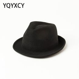 Wool Fedora Hat Autumn Winter Hats For Women Men Unisex Flanging Fashion Jazz Cap Felt Hats Top Vintage Ladies Red Black281p