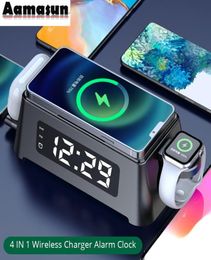 Wireless Charger Station 3 in 1 with Led Alarm Clock 15W Wireless Charging for iPhone 131211 Pro Max Apple Watch Airpods 3Pro1290977