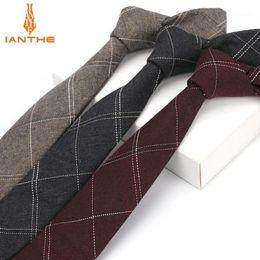 Ianthe 6cm Men's Suit Tie Classic Men Plaid Necktie Formal Business Bowknots Ties Male Cotton Skinny Slim Narrow Ties Cravat1309m