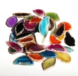 Arts Crafts Pendants Polished Agate Light Table Slices Geode Agate Slab Cards minerals stone rocks Slice with or without Top Drill5709428