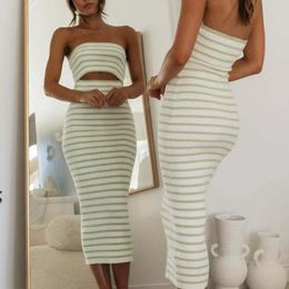 Casual Dresses Women Off-shoulder Dress Elegant Beach With Hollow Out Design For Knitted Sheath Bandeau Vacation