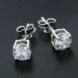 Wholesale Real Diamond Earring Factory Price 10k 14k 18k Solid Gold Round Cut Moissanite Stud Earrings for Men Women