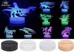Multi Styles LED Base Table Night Light 3D Illusion Lamp Dinosaur 4mm Acrylic Lights Panel RGB with Remote3779560