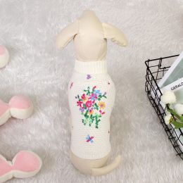 Sweaters Dogs Pullover Knitted Pet Sweater Cute Embroidery Solid Cats Waistcoat Sleeveless Warm Bomei Clothing Chihuahua Bulldog Vest