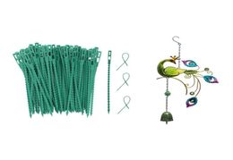 Other Garden Supplies 3D Rotating Wind Chimes Peacock Shape Metal Crafts With 200 Pcs Adjustable Plant Ties2466630