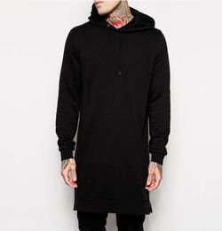 men cotton solid sweatshirts black mens longline hoodies fashion tall hoodie hip hop side zipper streetwear extra long hiphop7499389