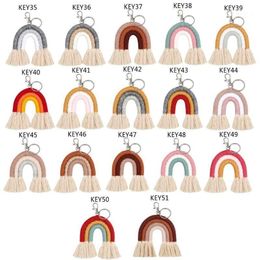 Weaving Rainbow Keychains For Women Tassel Macrame Keyrings Key Holder Jewelry1258l