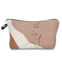 New Instagram Art Line Facial Print Small Women's Multi Functional Makeup Storage Bag 947069