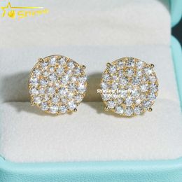 Luxury Hip Hop Yellow Gold Certified Iced Out Top Quality Solid 18k Gold Lab Diamond Earrings