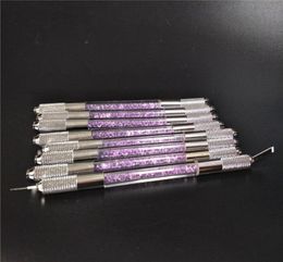 5pcs Eyebrow Microblading Pen Makeup Manual 3D Eye Eyebrow Tattoo Crystal Acrylic Handle Tattoo Pen Purple Color9092689