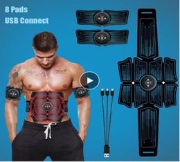 EMS Abdominal Muscle Stimulator Trainer USB Connect Abs Fitness Equipment Training Gear Muscles Electrostimulator Toner Massage8663362