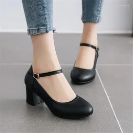 Dress Shoes PXELENA 2024 Spring Fashion Women Mary Janes Chunky Block Square High Heel Pumps Office Lady Daily Black Beige 34-43