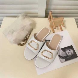 38% OFF Sports shoes 2024 Paris flat womens new family casual sandals wear metal alphabet slippers