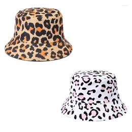 Berets Adult Leopard Print Bucket Hat Double Printed Wide Fisherman Breathable