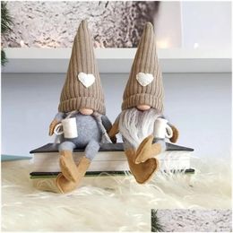 Party Favor Knitting Faceless Gnomes Doll Supplies Hanging Leg Coffee Decorations Ornaments Thanksgiving Heart Cap Elf Beard Toy Xma Dhlig