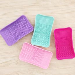 1Pcs Silicone Brush Cleaning Tool Soap Dish Shape Cosmetics Cleaner Washing Brushes Cleanser Mat Makeup brush cleaner pad9065830