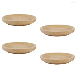 Dinnerware Sets 4 Pcs Bamboo Creative Small Plate Sauce Bowls Appetisers Seasoning Dish Round Dip