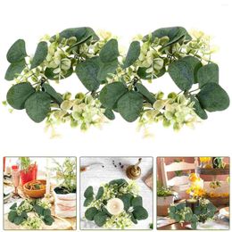 Decorative Flowers Candlestick Garland Artificial Eucalyptus Ring Wreath Rings For Pillar Wedding Centrepieces Tables
