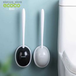 Cleaning Brushes ECOCO Silicone Brush Head Toilet Brush Quick Drain Cleaning Tools for Toilet Wall-Mounted Household WC Bathroom AccessoriesL240304