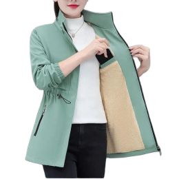 Trench Autumn/Winter Jacket Women Velvet Windbreaker Coat 2024 New Fashion Mid Long Hooded Cotton Padded Jackets Ladies Outerwear M5XL