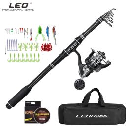 Combo Telescopic Fishing Rod and Reel Combos Set Carbon Fibre Tackle Kit and Carrier Bag for Travel Sea Saltwater Fishing Tools