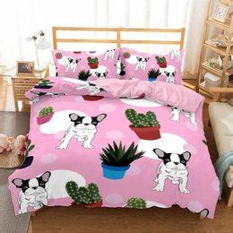 Bedding Sets Pet Dog Duvet Cover Bedclothes Set Cute Pug Single Kids Bed For Girl Boy Drop Home Textile Linens