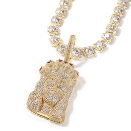 Mens Hip Hop Gold Necklace Iced Out Jesus Pendant Necklace Sweater Chain Necklace Jewelry312N