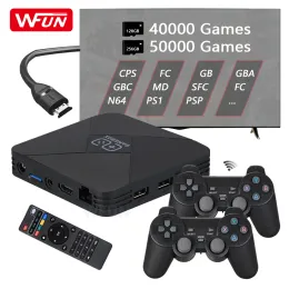 Consoles WFUN G5 Video Game Console Dual System Wireless Gamepads 32/64/128GB HD 4K Retro G5 Game Box for PS1/N64/NDS