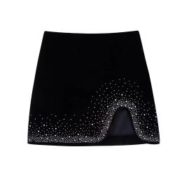 skirt Women Fashion Shinning Sequined Design Irregular Velvet Mini Skirt Faldas Mujer Female Chic Side Zipper Vestidos QUN2663