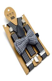 Fashion Children Striped suspender boys girls stripe elastic suspenderfloral printed Bows tie 2pcs sets kids Yshape adjustable b8013168