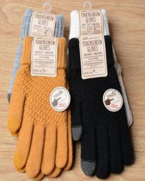 explosion models Winter nonslip warm touch screen gloves Women Men Warm artificial wool Stretch Knit Mittens 2pcs a pair3904058