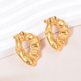 Stud Earrings Tarnish Free Vintage Gold Colour Stainless Steel Geometric Metal For Women Individual Stylish Trendy Jewellery